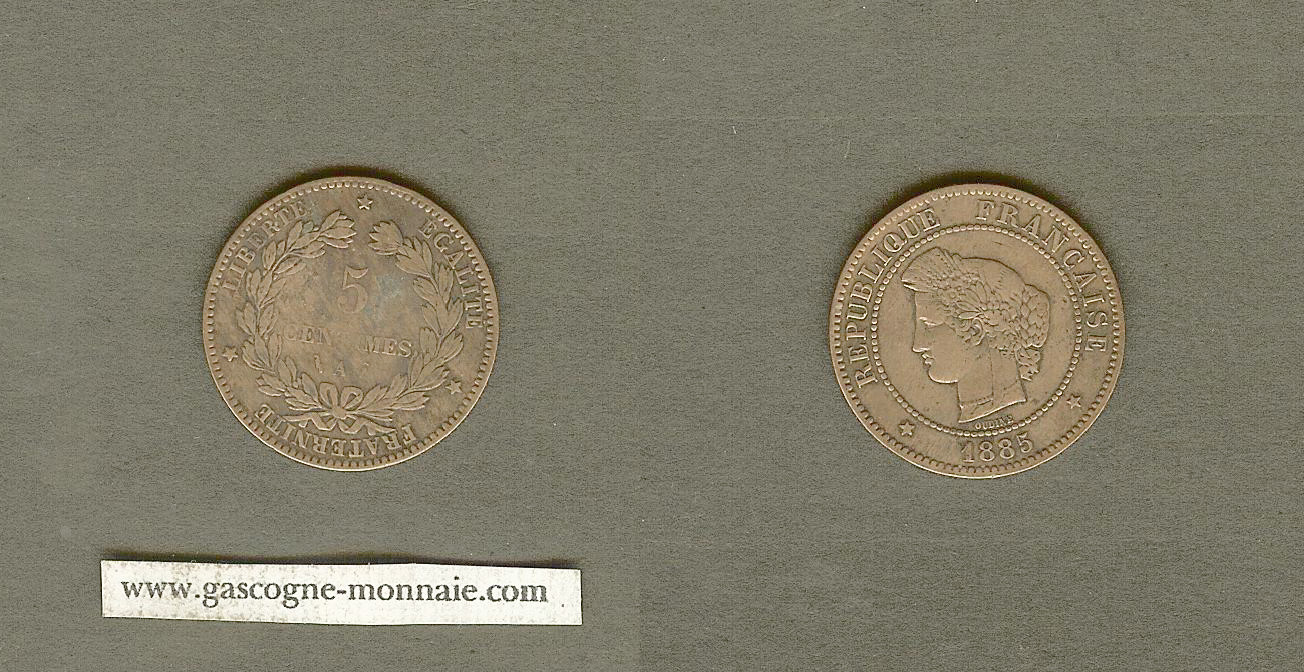 5 centimes Cérès 1885 TTB+